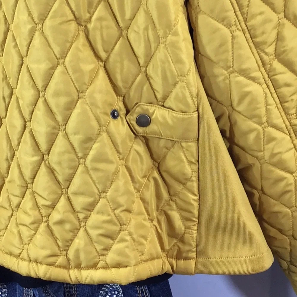 Ashley Stewart Mustard zip front diamond Quilted Jacket 26-28